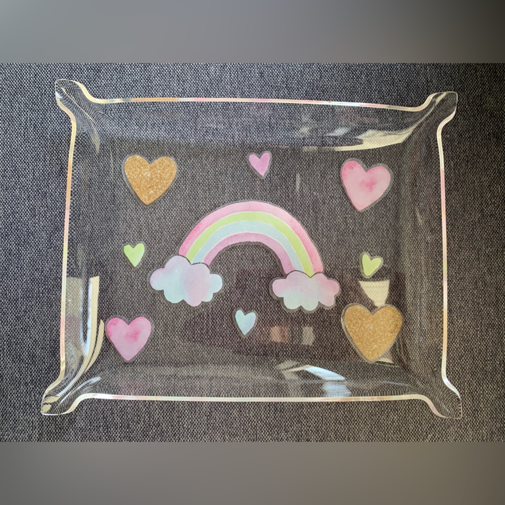 Rainbow Jewelry Tray-Acrylic Trinket Catch-All Decoration Tray—NEW!!